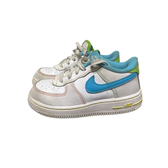 Nike Force 1 LV8 White/Baltic Blue-Action Green FJ4811-100 Shoes Toddler Sz 9c - Picture 1 of 7
